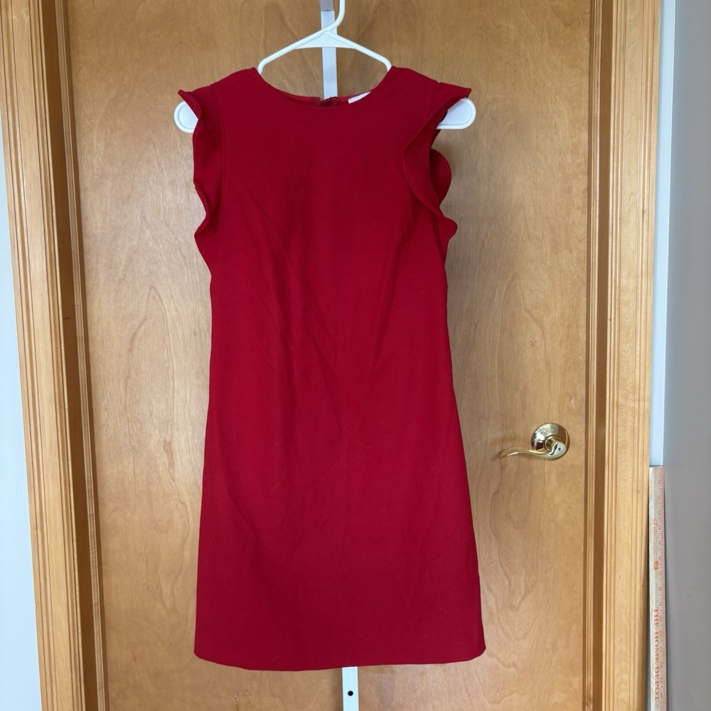 Vineyard Vines Mini Shift Dress Womens 0 Flutter Sleeve Ponte Knit Evening Red